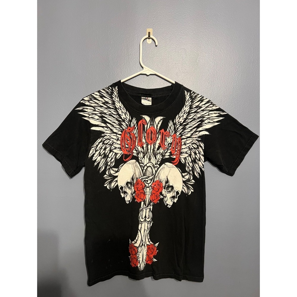 Y2K Glory Skull With Wings Roses Grunge‎ Emo Style Full Wings On Back Size Small